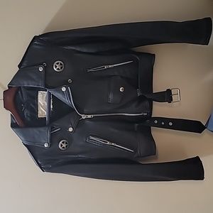 Women's Black Leather jacket Size M.
